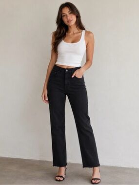 rag & bone Black Straight Leg Jeans